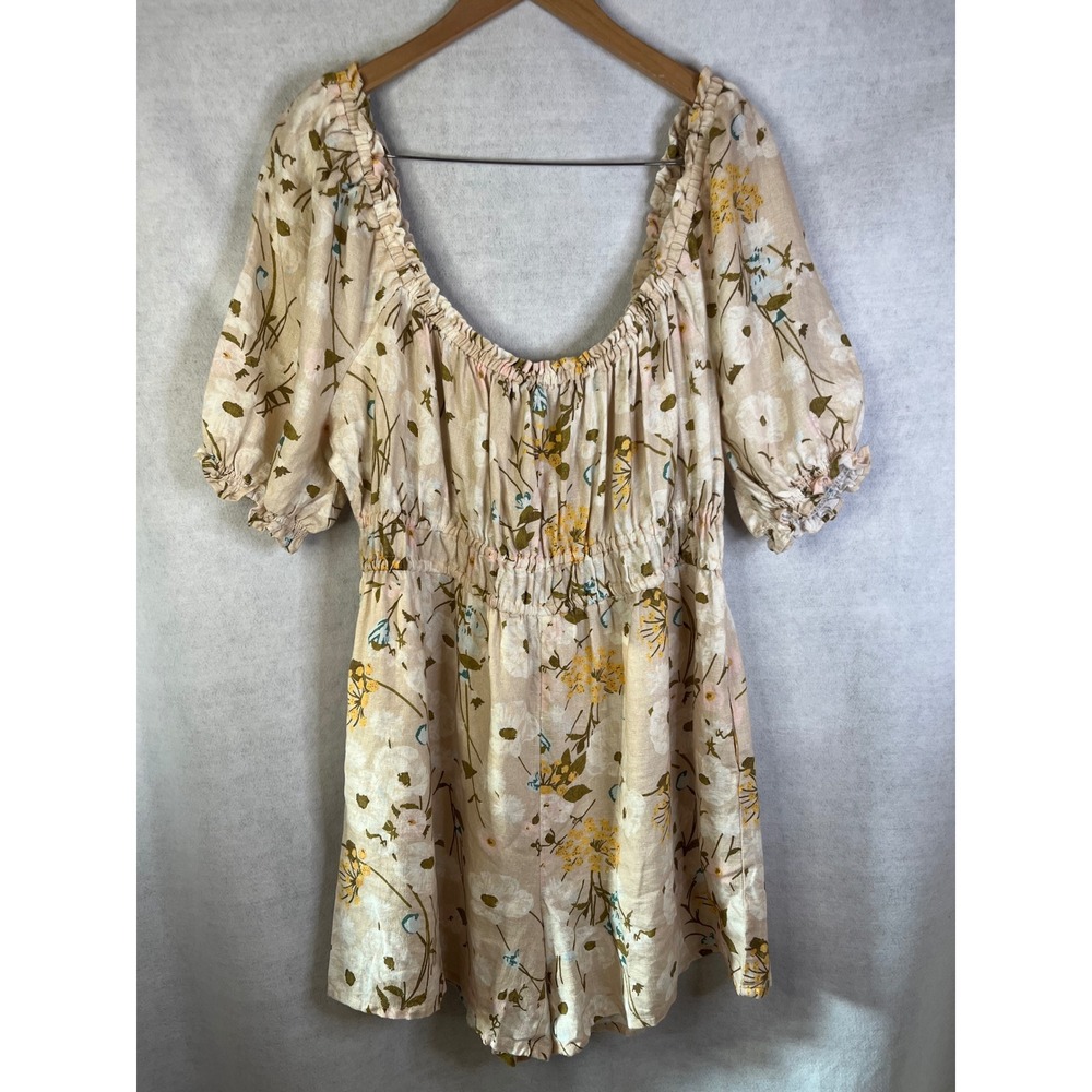 Spartina 449 Audrey Linen Romper in Babbies Store Poppies Print Sz XL